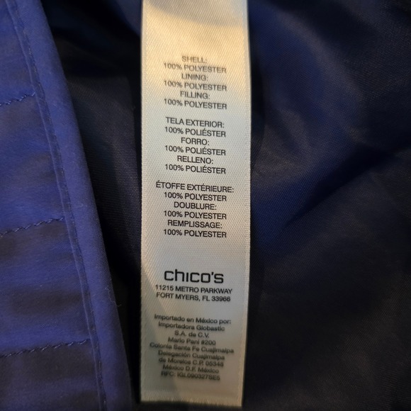 Chico's Purple Quilted Zip Front Jacket Size 0 XS 570157240 Lightweight Coat - Picture 4 of 9